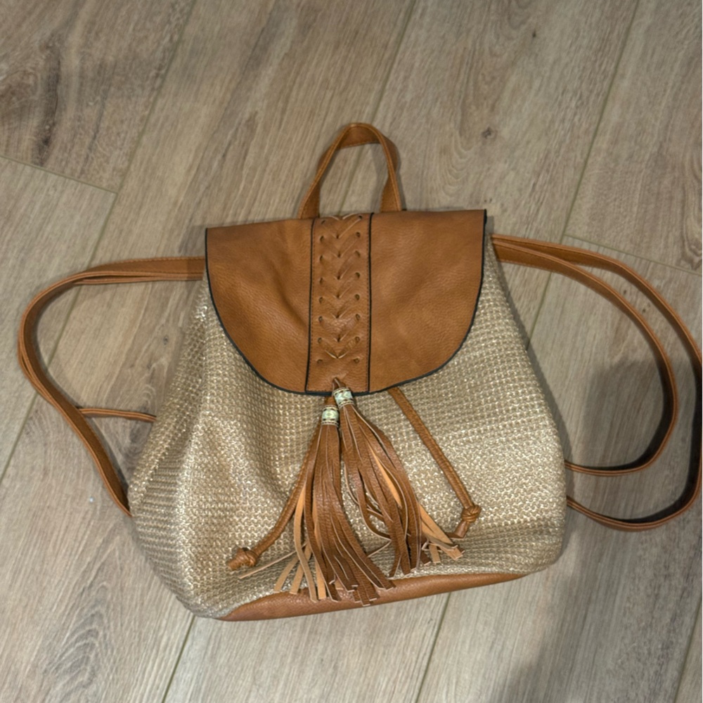 Brown‎ and Tan Woven Backpack - Picture 2 of 5